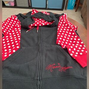 Disney Minnie Mouse Black Hoodie with Red Polka-Dot Sleeves